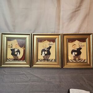 Vintage "Waiters" By---Daphne Brissonnet - 12.5x15. Set of 3